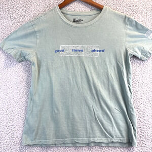 Brooklyn Cloth Mens Small T-shirt 'Good Times Ahead' Graphic Design Green Cotton